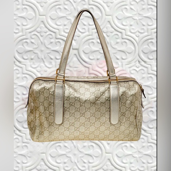 Gucci Beige and Metallic Monogram Charmy
Boston Bag - EUC - Picture 2 of 10